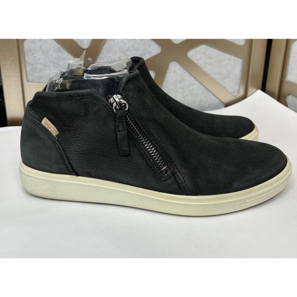 ECCO SOFT 7 Women 39 Us 8 BLACK Nubuck Leather LOW SNEAKER BOOTs WOMENS